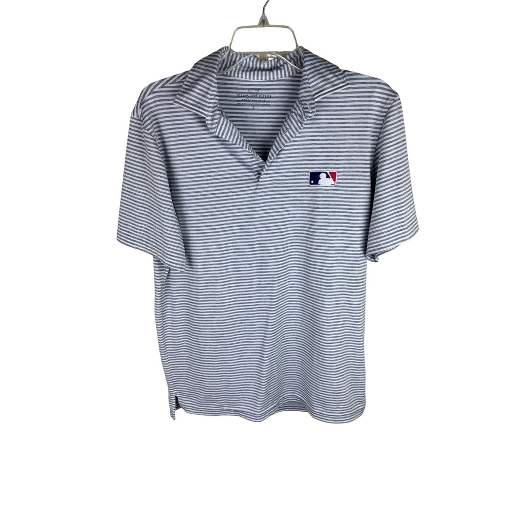Vineyard Vines Performance MLB Polo Shirt Mens Small Blue White Striped Golf S